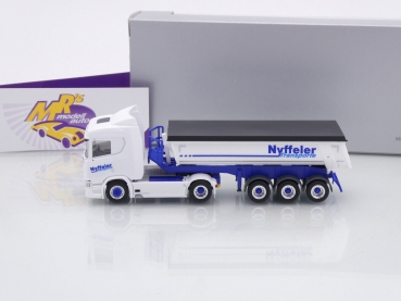 Preview: Herpa 953177 # Scania CR20 ND Thermomulden-Sattelzug " Nyffeler Transport " 1:87