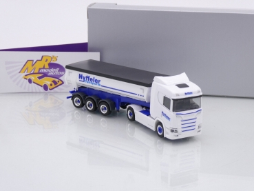 Preview: Herpa 953177 # Scania CR20 ND Thermomulden-Sattelzug " Nyffeler Transport " 1:87