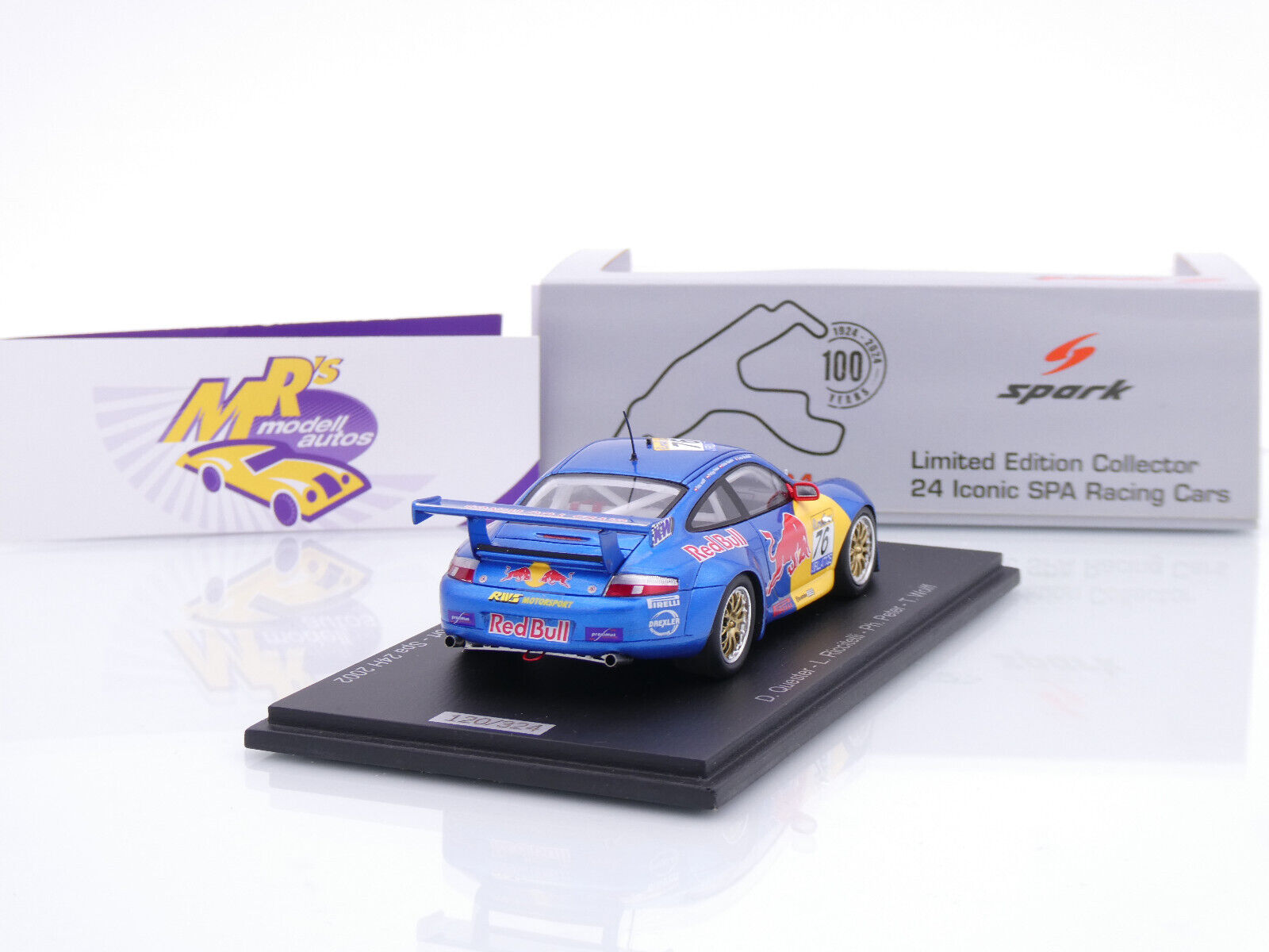 SPARK 100SPA17 PORSCHE 991 (996) GT3 N°76 RWS Motorsport 24H Spa 2002 D. Q 1/43