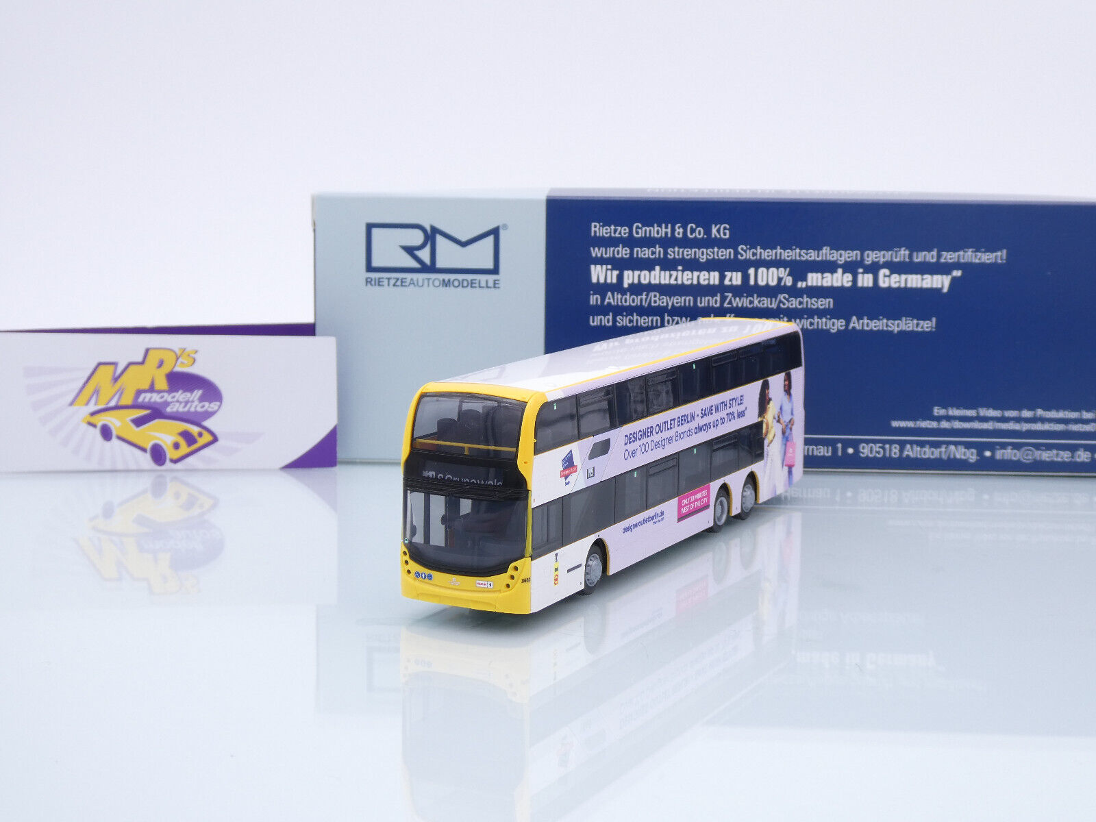 Rietze 78022 – Bus ADL Enviro 500 BVG Berlin KaDeWe échelle 1/87, Noir, Neuf Sous Boîte