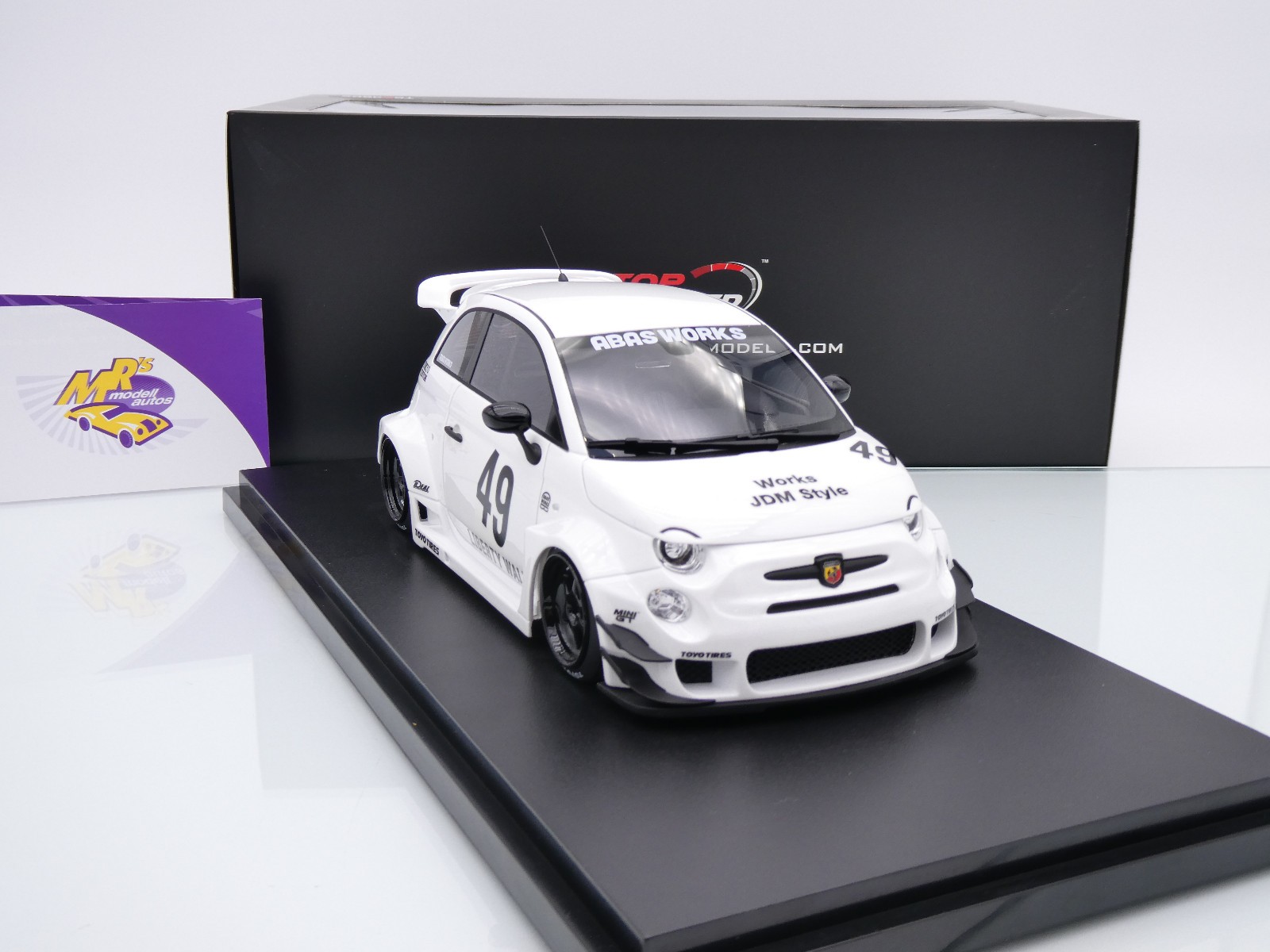 Fiat Abarth 695 SS Assetto Corsa blanche - SPARK MINIMAX - Voiture miniature 1/43 | Achat modèle