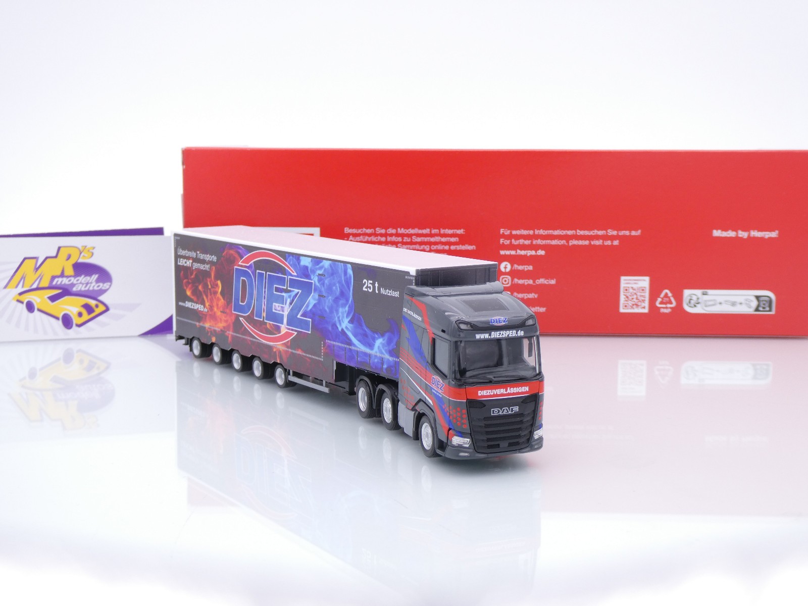 Camion Miniature DAF XG+ Avec Remorque Bâchée Diez - échelle 1:87 - Herpa Neuf
