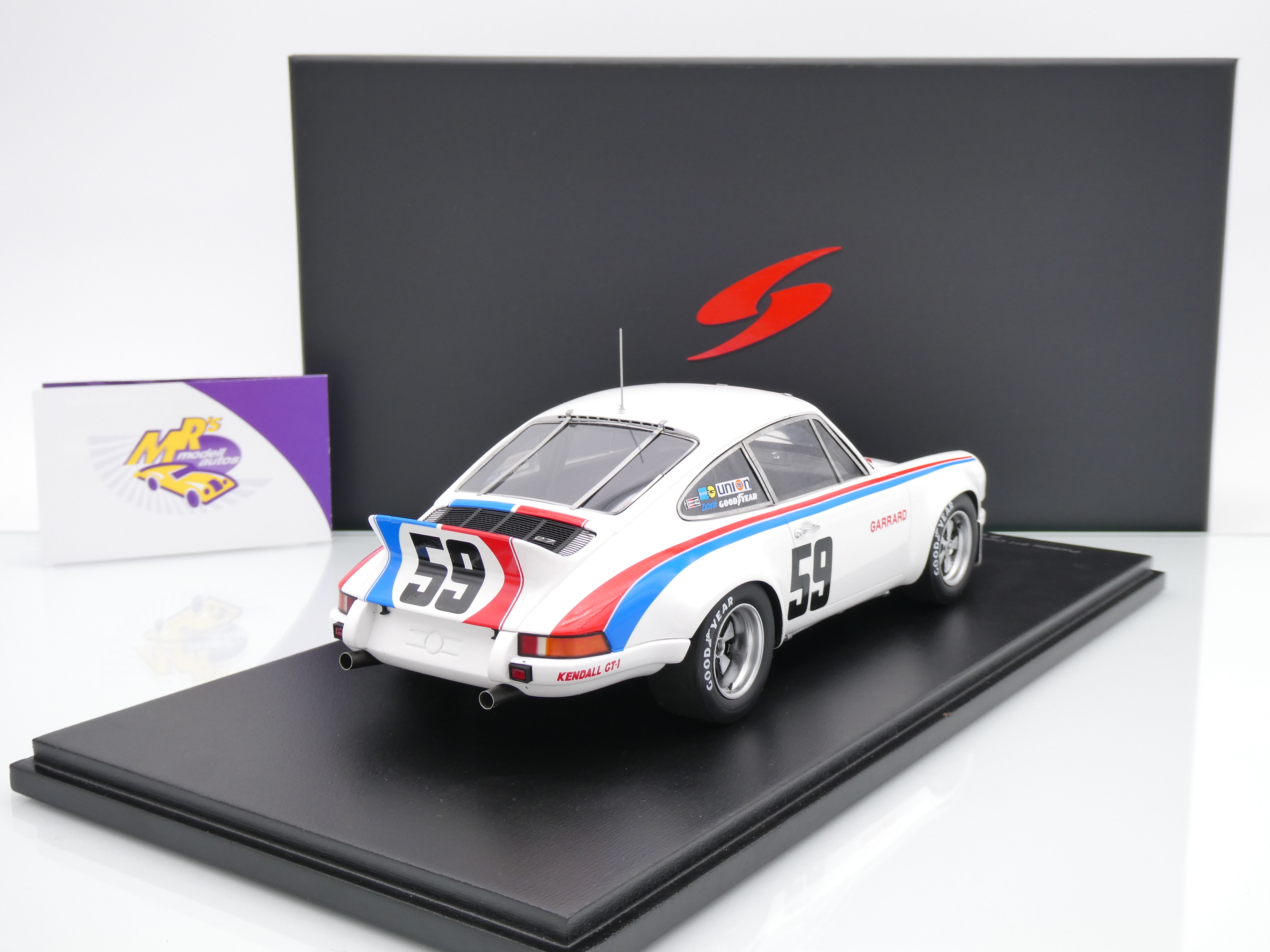 Miniature Spark 1/18 - Porsche 911 Carrera RSR #59 Vainqueur Daytona 1973 + Présentoir