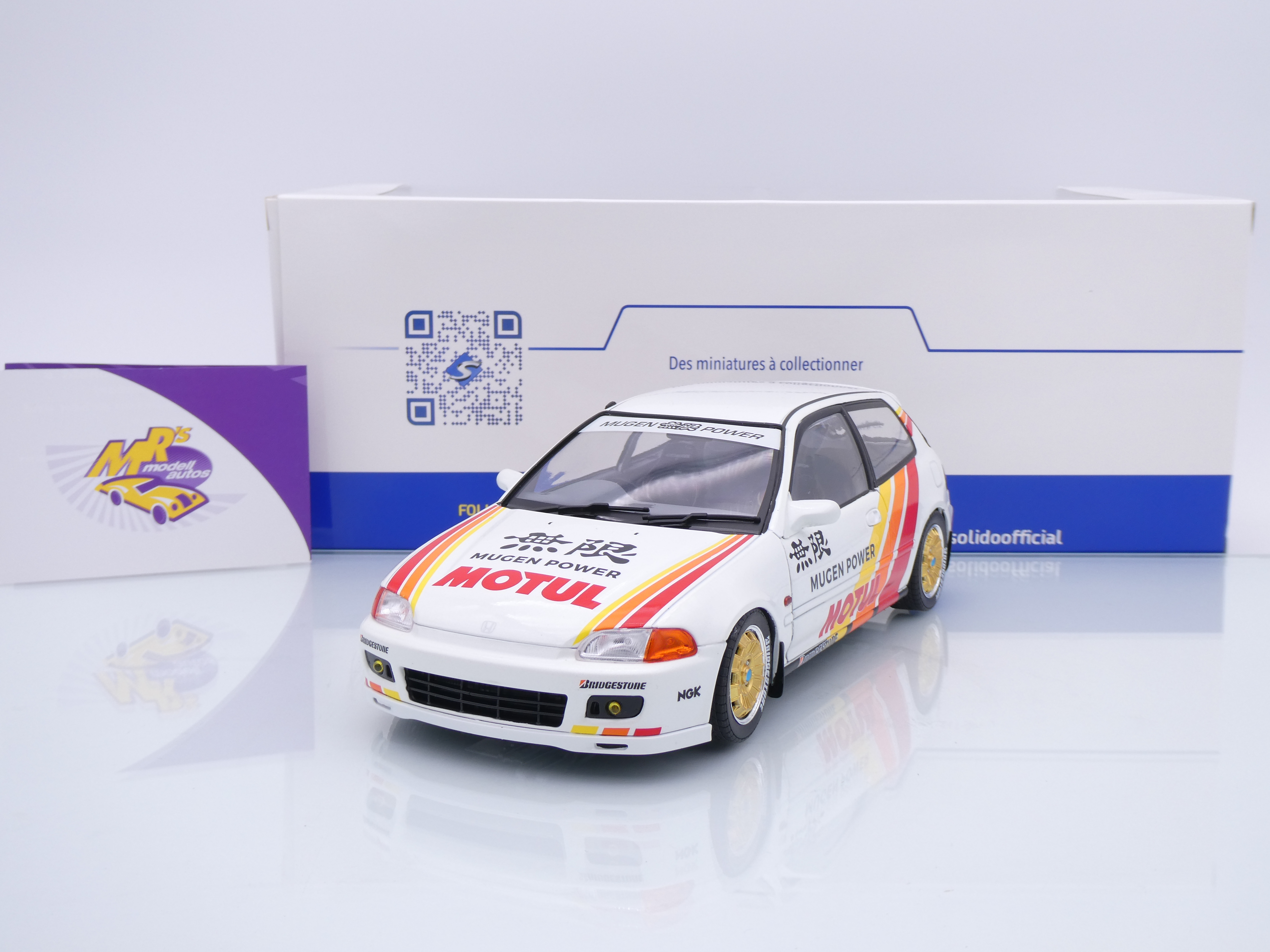 Honda Civic EG6 Mugen Power Racing 1992 1:18 Solido – Bianco/rosso, SL1810404, Nuovo - Foto 4