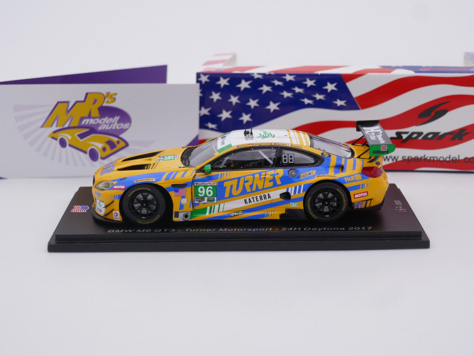 BMW M6 GT3 N°96 Turner Daytona 2017 - Spark 1:43 - Résine - Série Limitée 093/300