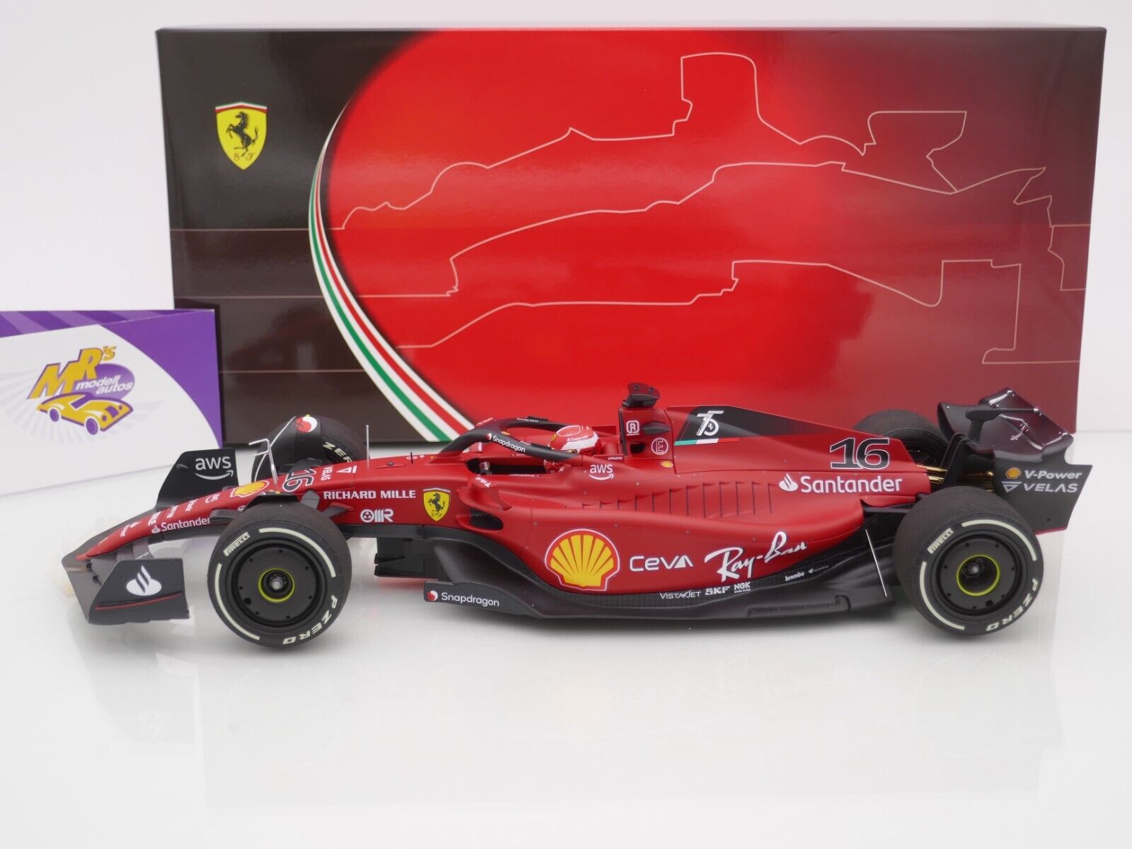 Mrs Modellautos - BBR 221826 # Ferrari F1-75 Nr.16 F1 Winner