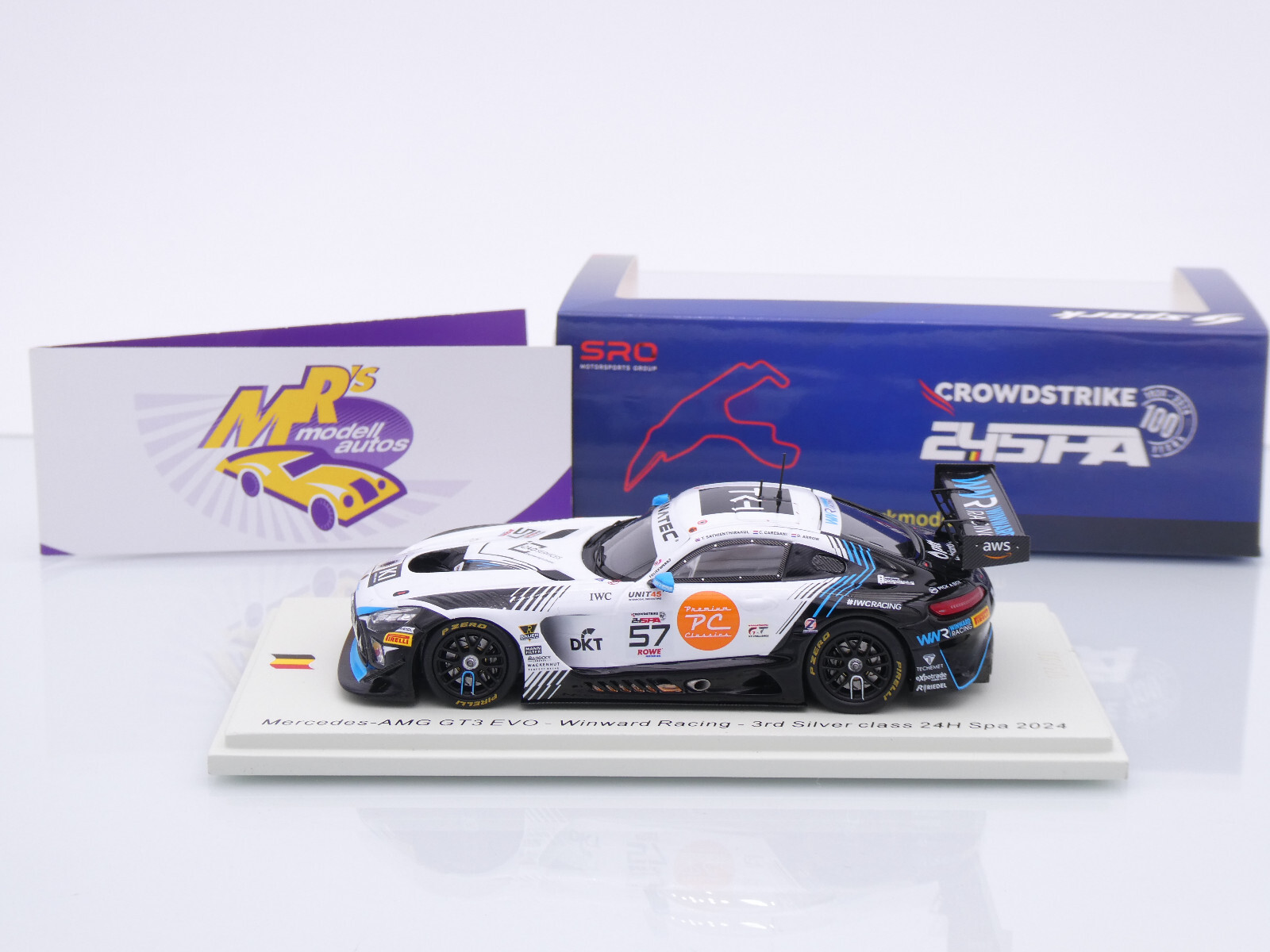 SPARK 1/43 Mercedes-AMG GT3 EVO - Vainqueur 24H Spa 2024 Silver Class SB800