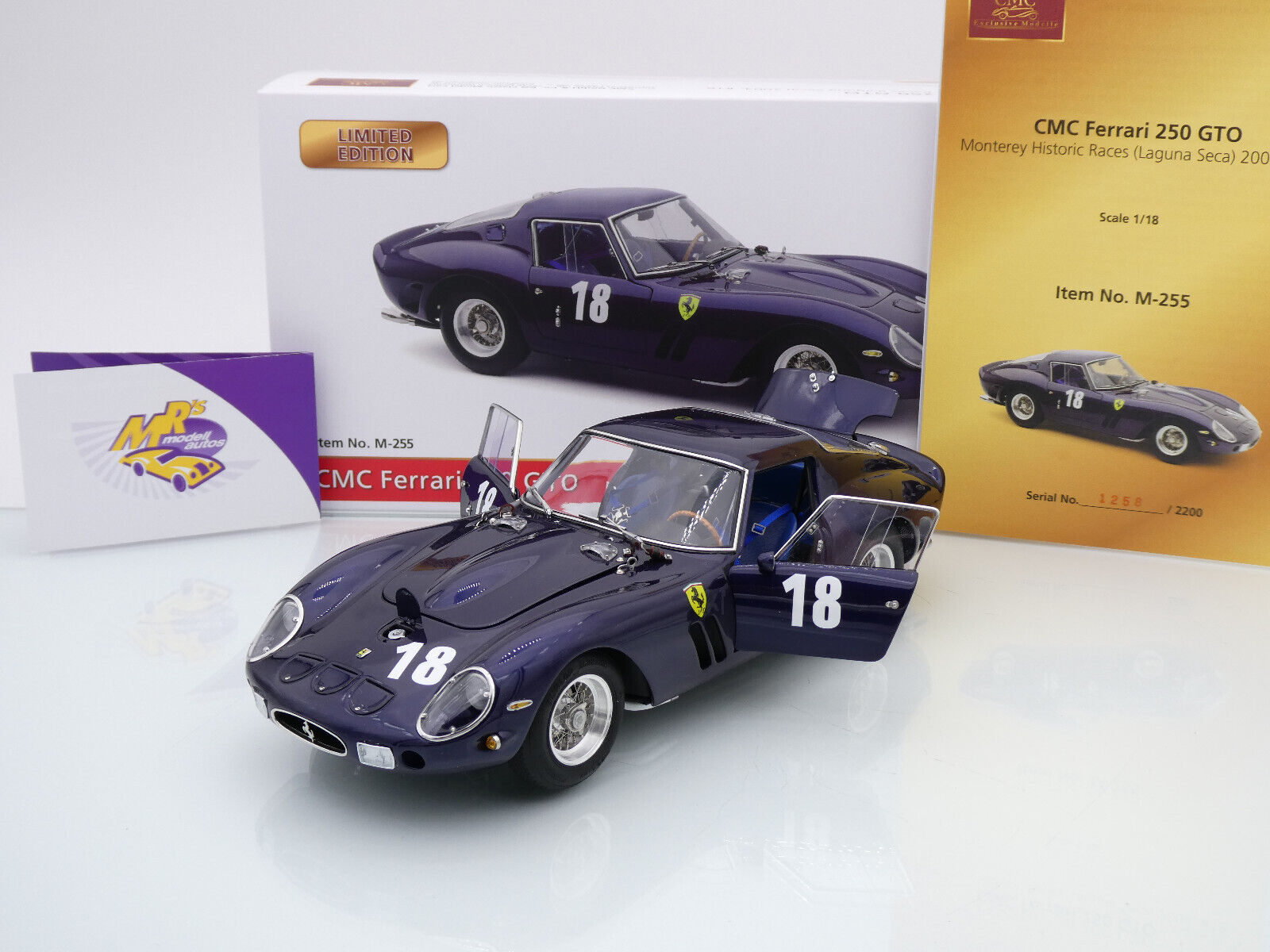 CMC M-255 Ferrari 250 GTO Laguna Seca #18 1963 Bleue 1/18 (Limited 2200 Pcs)