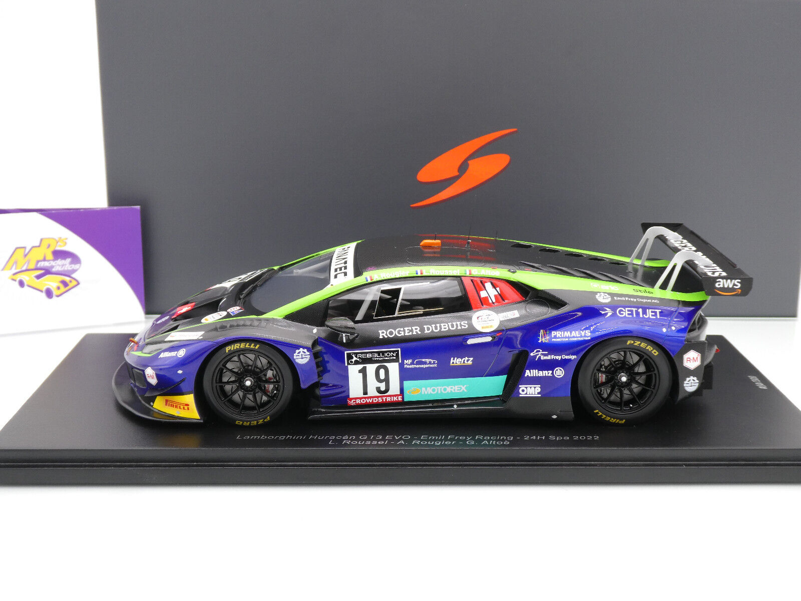 Spark Lamborghini Huracán GT3 EVO N°19 – 24H Spa 2022 – 1/18 – Prévente
