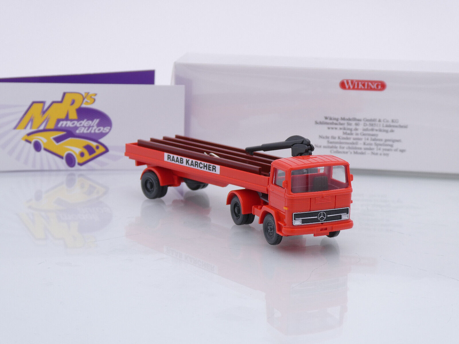 Camion Benne Wiking Mercedes 6x4 Raab Karcher Rouge – Échelle 1/87, Modèle Neuf