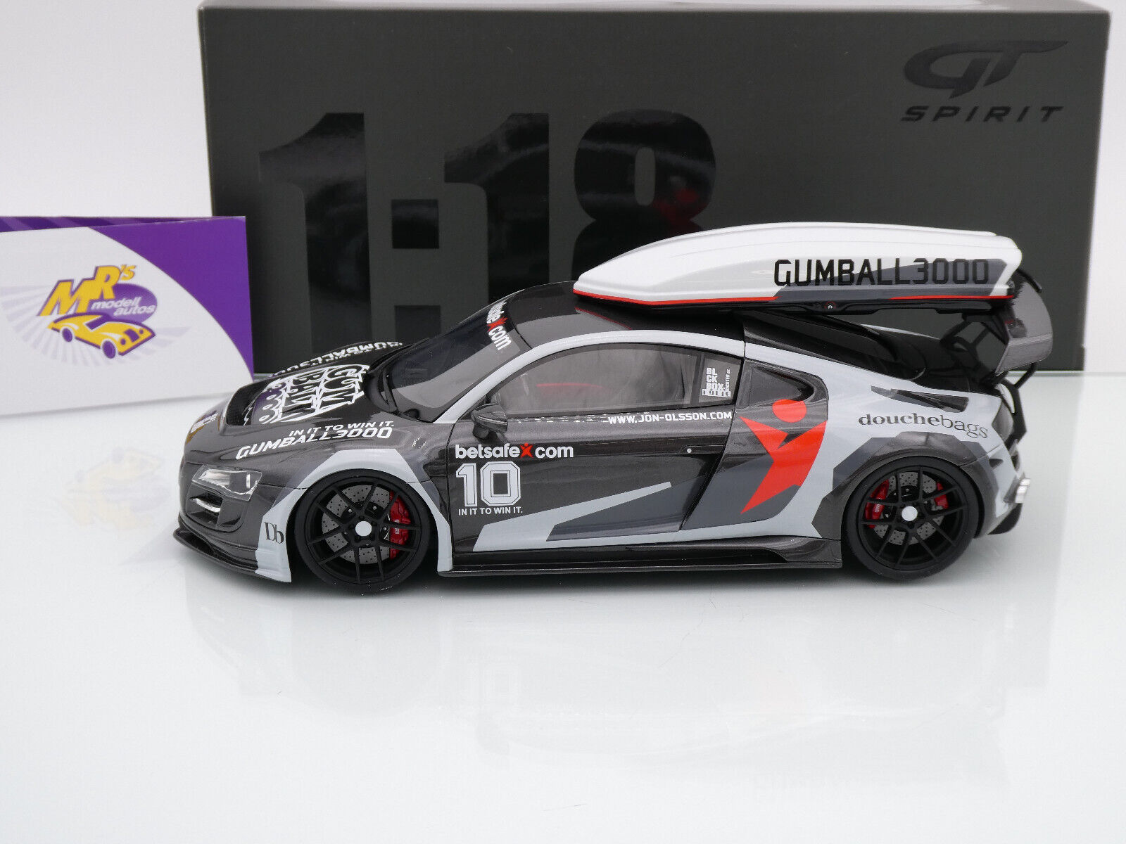 Miniature AUDI R8 Body Kit Gumball 3000 2013 gris et noir GT