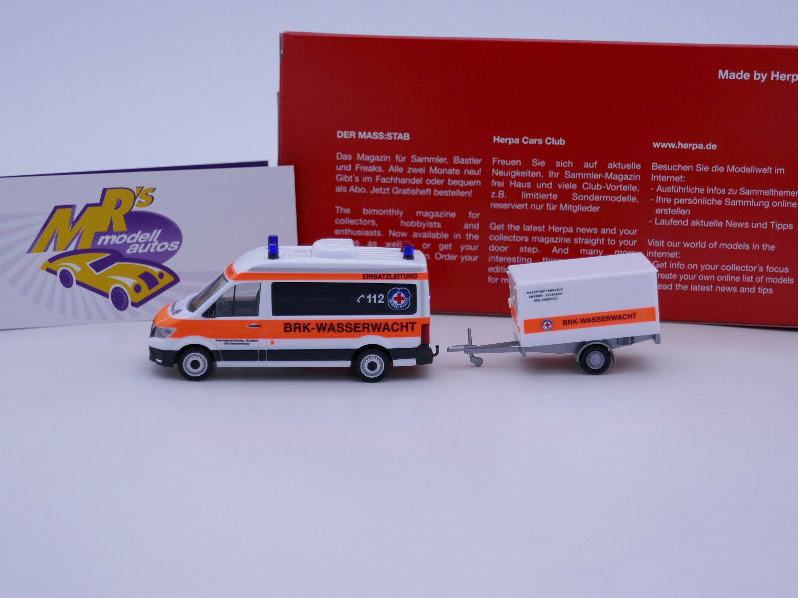 Mrs Modellautos Herpa 096096 MAN TGE Bus HD mit Anhänger " BRK