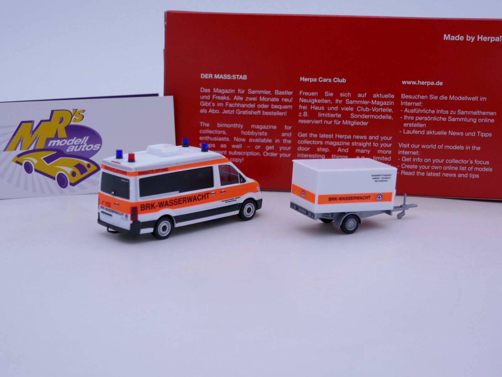 Mrs Modellautos Herpa 096096 MAN TGE Bus HD mit Anhänger " BRK