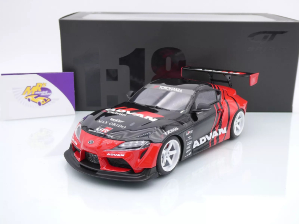 GT Spirit GT889 # Toyota Supra GR Advan HKS Baujahr 2020 " schwarz-rot " 1:18