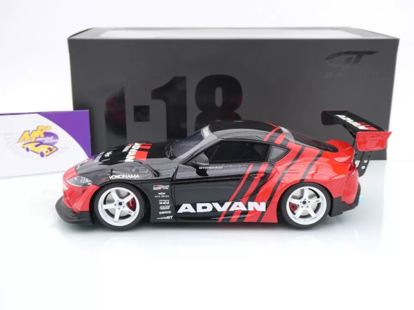 GT Spirit GT889 # Toyota Supra GR Advan HKS Baujahr 2020 " schwarz-rot " 1:18