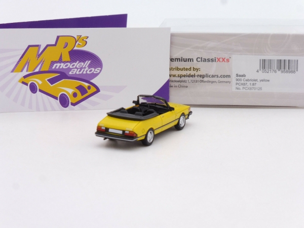 Premium ClassiXXS 870125 # SAAB 900 Cabrio Baujahr 1986 " gelb" 1:87