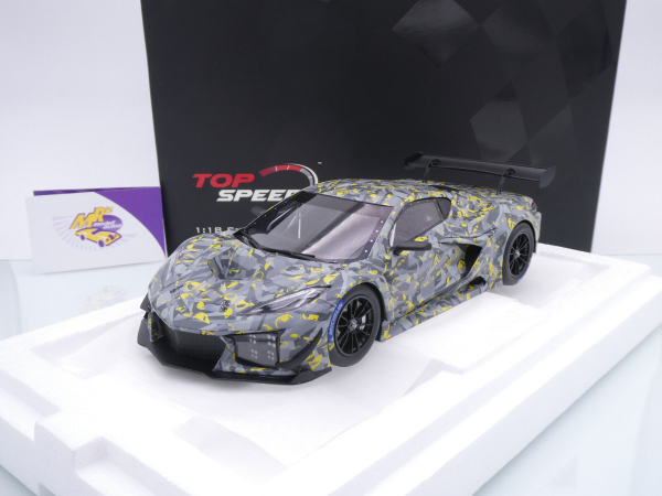 Top Speed TS0540 # Chevrolet Corvette Z06 GT3.R Sebring Test 2022 " Erlkönig / Camoflage Design " 1:18