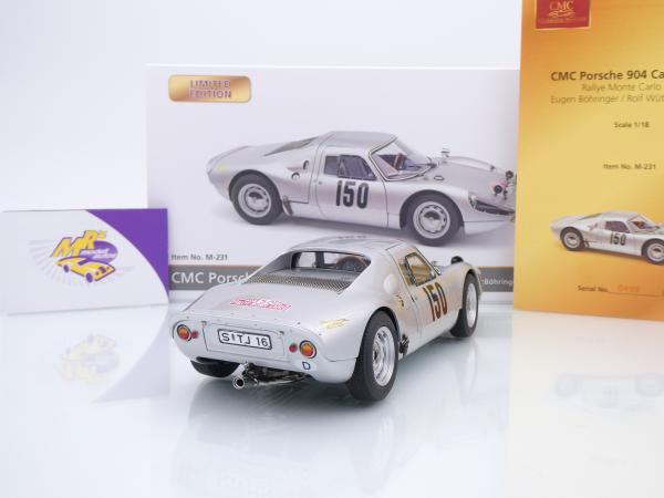 CMC Porsche 904 Carrera GTS N°150 - Rallye Monte-Carlo 1965 - Échelle 1/18 - Modèle Neuf