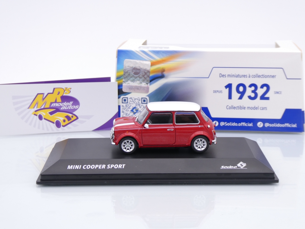 Solido S4316603 # Mini Cooper Sport Baujahr 1997 " rotmetallic-weiß " 1:43