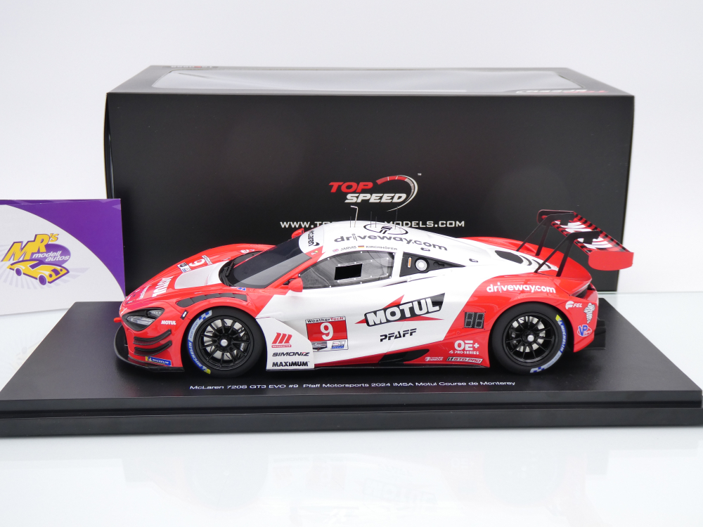 Top Speed TS0583 # McLaren 720S GT3 Evo #9 IMSA Laguna Seca 2024 " Pfaff Motorsports " 1:18