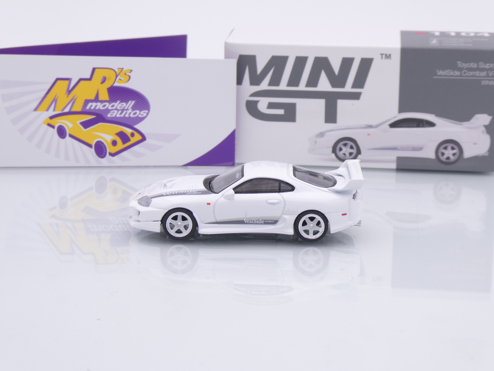 TSM MINI GT MGT01104-L # Toyota Supra MK4 (A80) Veilside Combat V-I 2014 LHD " White Pearl Metallic " 1:64