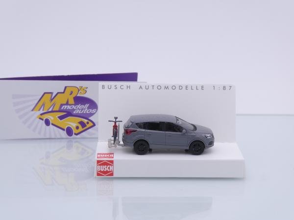 Busch 53528 # Ford Kuga mit Biketräger und Mountainbike " dunkelgrau " 1:87