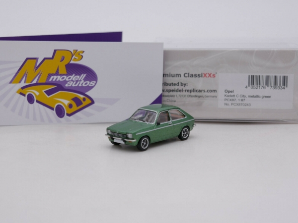 Premium ClassiXXS 870243 # Opel Kadett C City Baujahr 1975 " grünmetallic " 1:87