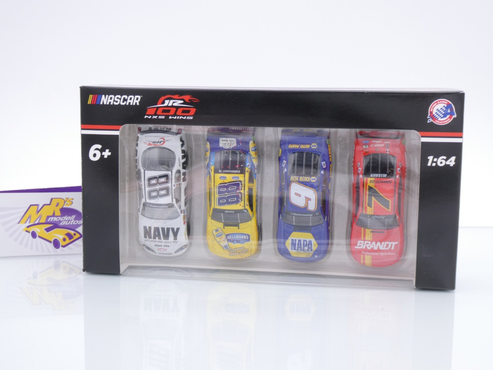 Lionel Racing WXX2565JRM100ST # 4 Car Set Chevrolet Camaro NASCAR Xfinity " JR Motorsports 100 Xfinty Wins " 1:64