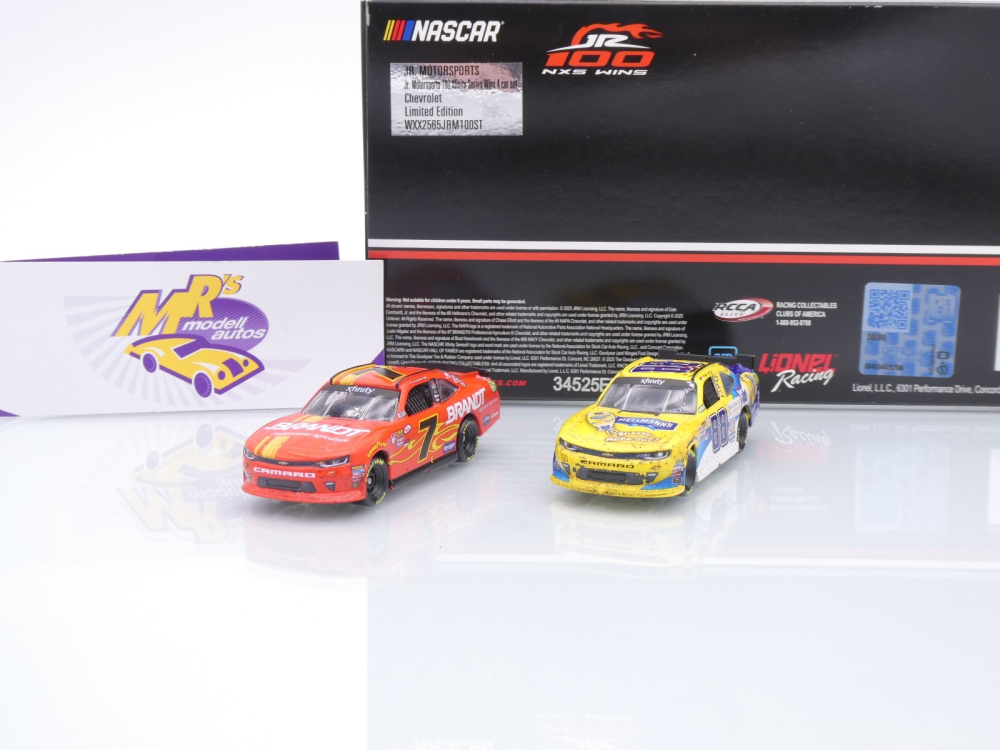 Lionel Racing WXX2565JRM100ST # 4 Car Set Chevrolet Camaro NASCAR Xfinity " JR Motorsports 100 Xfinty Wins " 1:64
