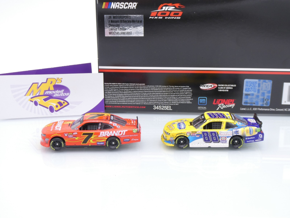 Lionel Racing WXX2565JRM100ST # 4 Car Set Chevrolet Camaro NASCAR Xfinity " JR Motorsports 100 Xfinty Wins " 1:64
