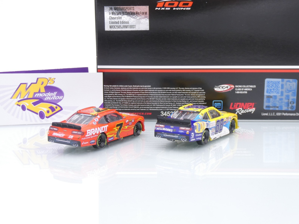 Lionel Racing WXX2565JRM100ST # 4 Car Set Chevrolet Camaro NASCAR Xfinity " JR Motorsports 100 Xfinty Wins " 1:64