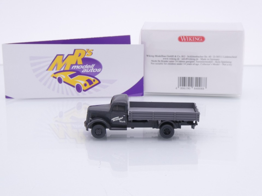 Wiking 0840 08 # OPEL Blitz LKW Pritsche Baujahr 1935 schwarzblau " Tempo Werke " 1:87