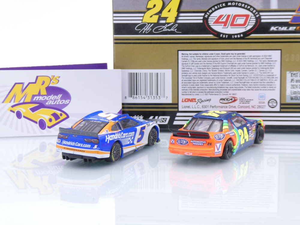 Lionel Racing WXX2465BYARD2PK # 2 Car Set Chevrolet Camaro / Lumina NASCAR 2024 / 1994 " Kyle Larson - Jeff Gordon Indy Win " 1:64