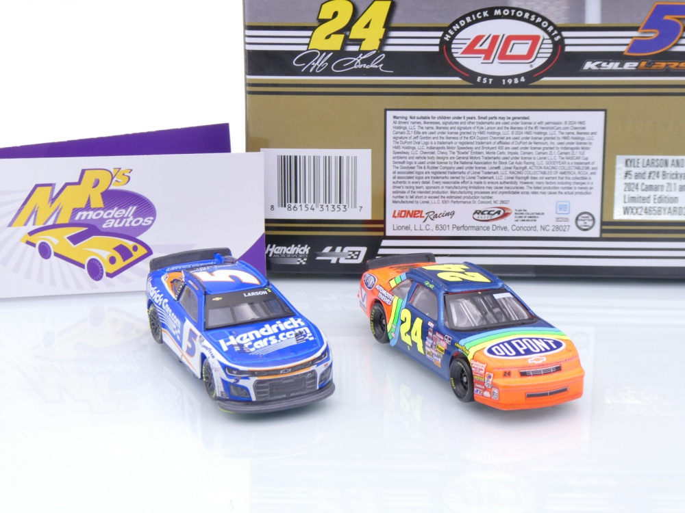 Lionel Racing WXX2465BYARD2PK # 2 Car Set Chevrolet Camaro / Lumina NASCAR 2024 / 1994 " Kyle Larson - Jeff Gordon Indy Win " 1:64