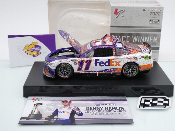 Lionel Racing W112223FEGDHM # Toyota Camry NASCAR 2022 " Denny Hamlin - FedEx Ground Charlotte Coke 600 Race Winner " 1:24