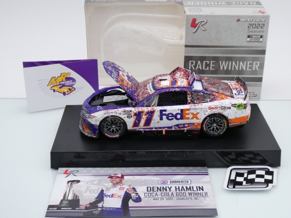 Lionel Racing W112223FEGDHM # Toyota Camry NASCAR 2022 " Denny Hamlin - FedEx Ground Charlotte Coke 600 Race Winner " 1:24