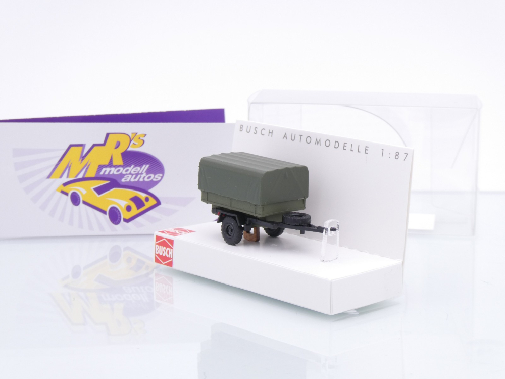 Busch 53613 # Anhänger IFA HL 10 Pritschenwagen mit Plane " olivegrün " 1:87