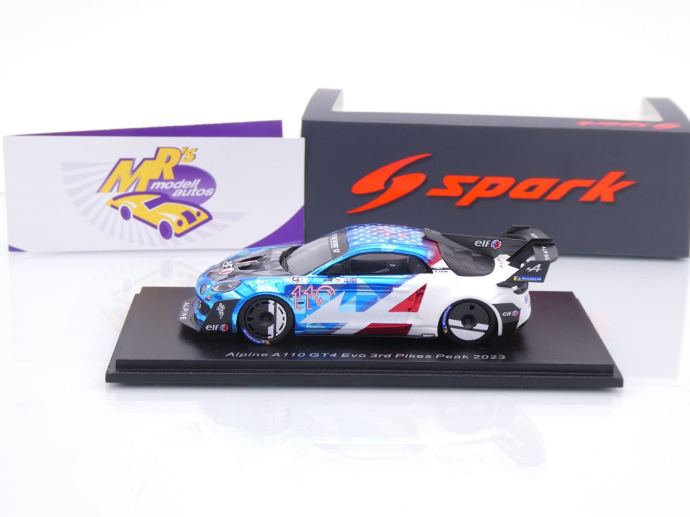 Spark S5449 # Alpine A110 GT4 Evo 3rd Pikes Peak Hill Climb 2023 " Astier " 1:43