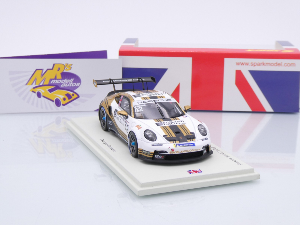 Spark UK025 # Porsche 911 GT3 #42 Carrera Cup UK Champion 2024 " G. Gamble " 1:43