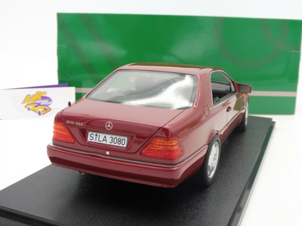Cult CML079-3 # Mercedes Benz 600 SEC C140 Baujahr 1992 in " rotmetallic " 1:18