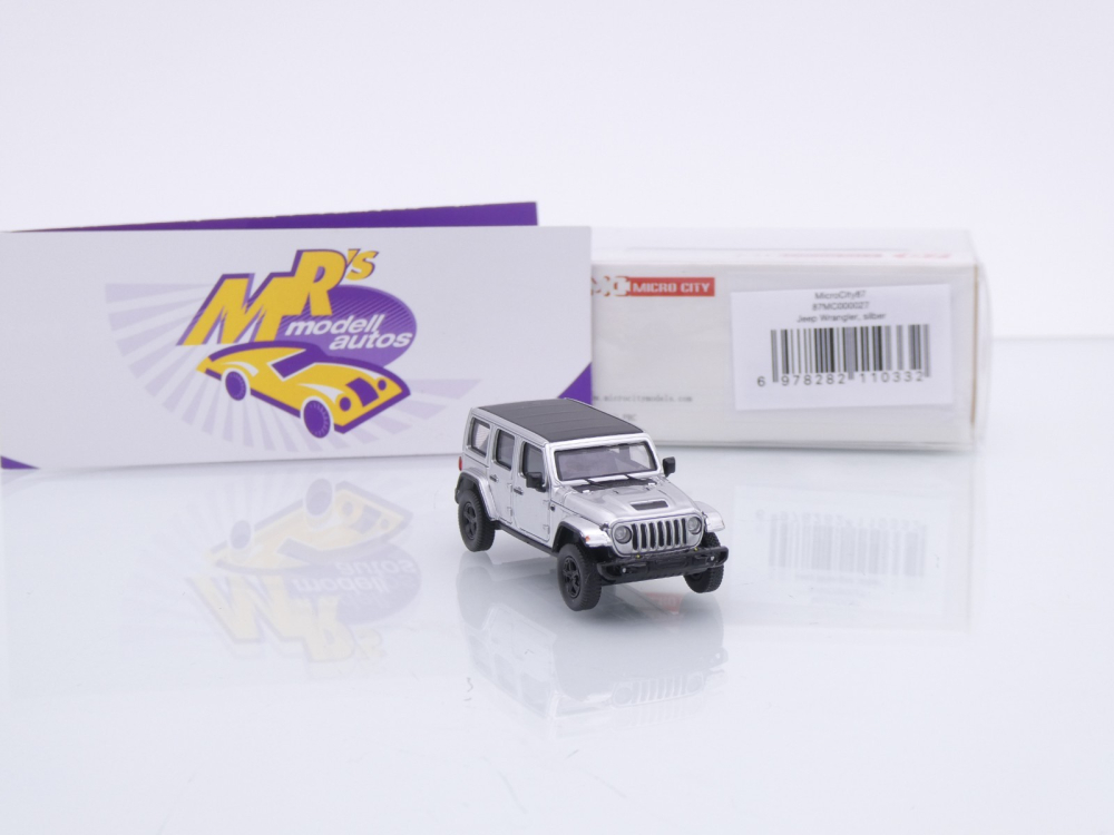 Micro City / Herpa 87MC000027 # Jeep Wrangler Baujahr 2017 " chromsilber " 1:87