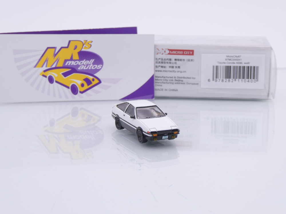 Micro City / Herpa 87MC000041 # Toyota Corolla AE86 Baujahr 1983 " weiß-schwarz " 1:87