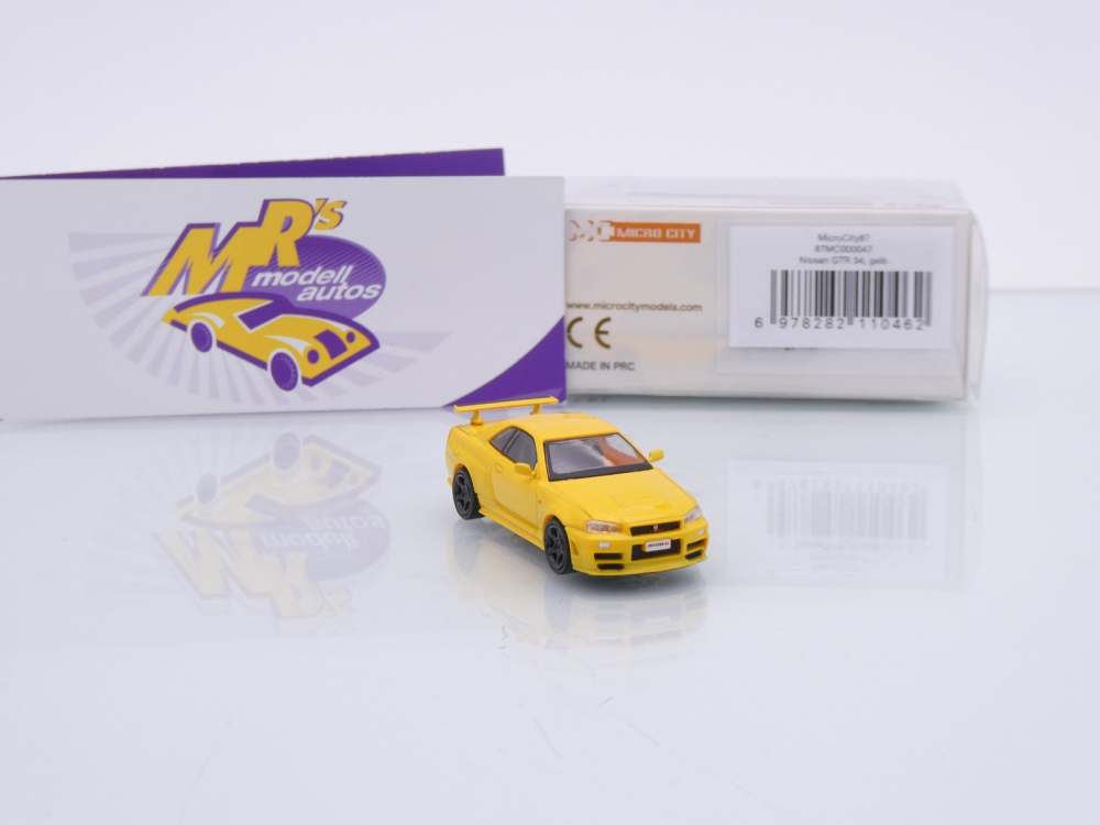 Micro City / Herpa 87MC000047 # Nissan Skyline R34 Baujahr 1999 " gelb " 1:87