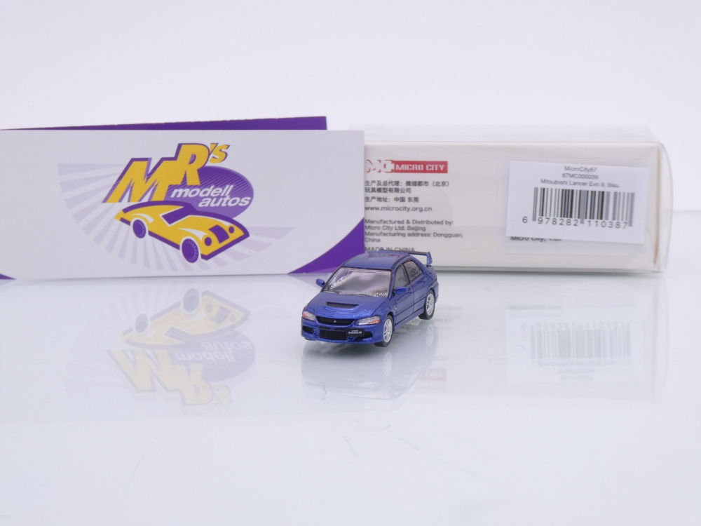Micro City / Herpa 87MC000039 # Mitsubishi Lancer Evo 9 Baujahr 2005 " dunkelblaumetallic " 1:87