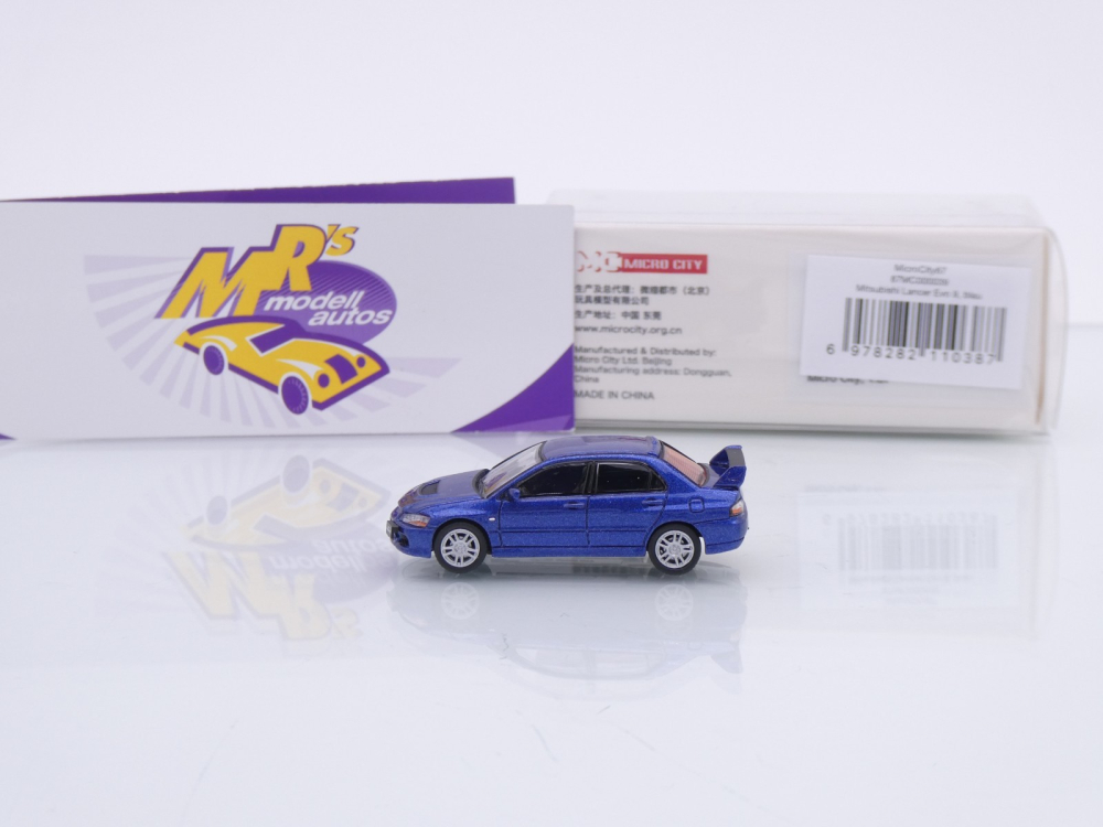 Micro City / Herpa 87MC000039 # Mitsubishi Lancer Evo 9 Baujahr 2005 " dunkelblaumetallic " 1:87