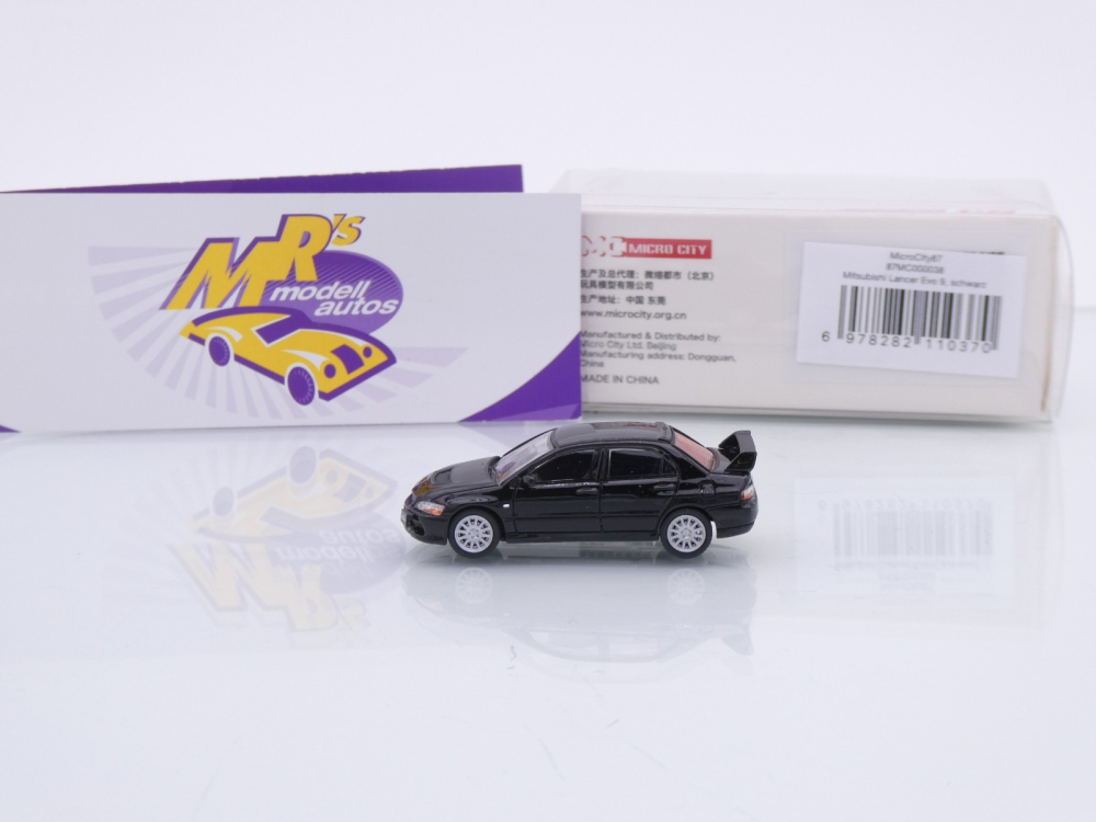 Micro City / Herpa 87MC000038 # Mitsubishi Lancer Evo 9 Baujahr 2005 " schwarz " 1:87