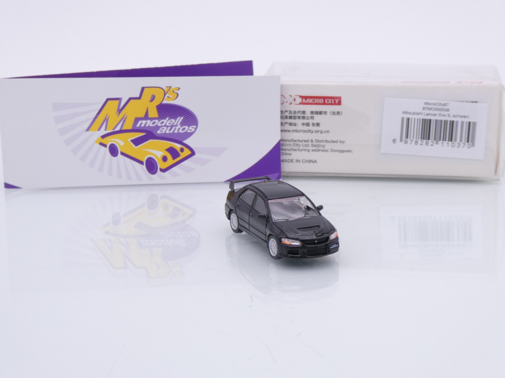 Micro City / Herpa 87MC000038 # Mitsubishi Lancer Evo 9 Baujahr 2005 " schwarz " 1:87