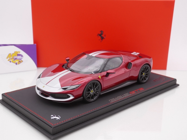 BBR P18211B # Ferrari 296 Assetto Fiorano Baujahr 2022 " rot-silber (Rosso Fiorano) " 1:18