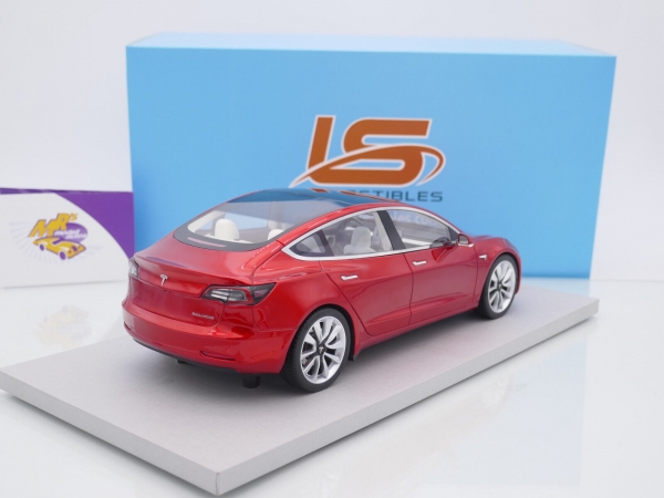 LS Collectibles LS074A # Tesla Model 3 Baujahr 2019 " rotmetallic " 1:18
