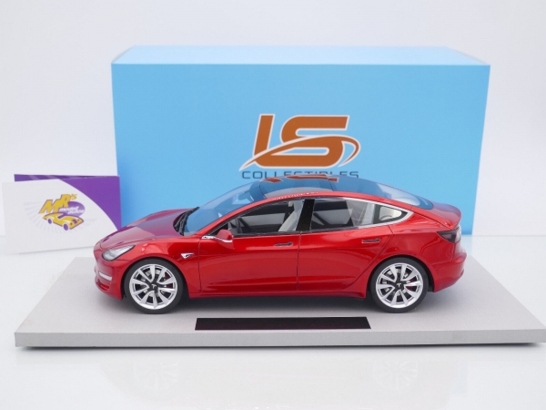 LS Collectibles LS074A # Tesla Model 3 Baujahr 2019 " rotmetallic " 1:18